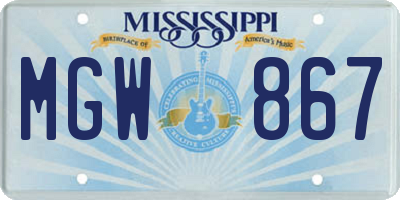 MS license plate MGW867