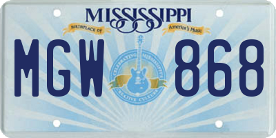 MS license plate MGW868