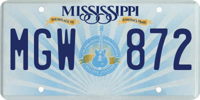 MS license plate MGW872