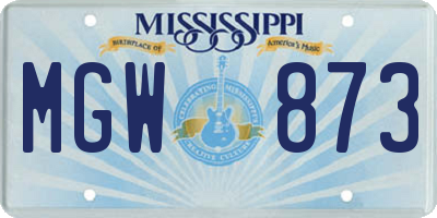MS license plate MGW873