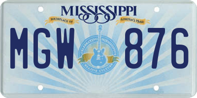 MS license plate MGW876