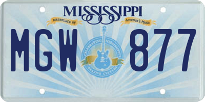 MS license plate MGW877