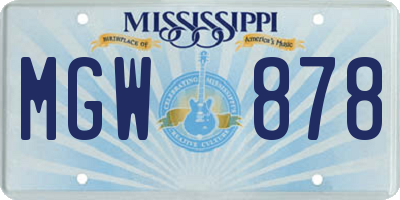 MS license plate MGW878