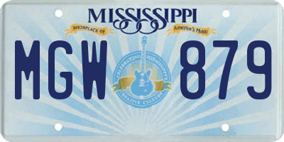 MS license plate MGW879