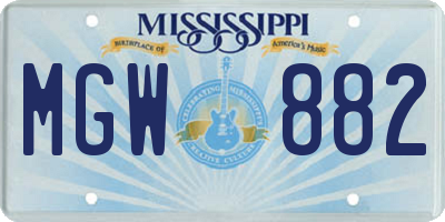 MS license plate MGW882