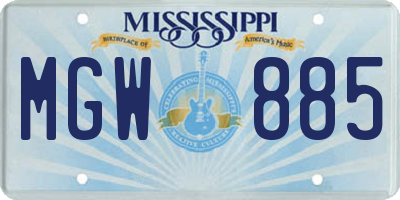 MS license plate MGW885