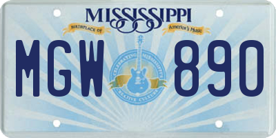 MS license plate MGW890