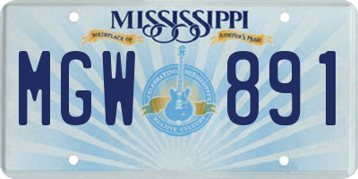 MS license plate MGW891