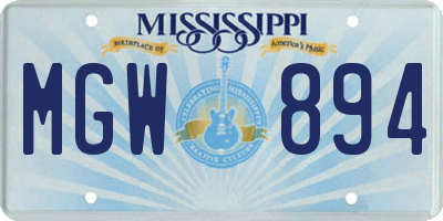 MS license plate MGW894