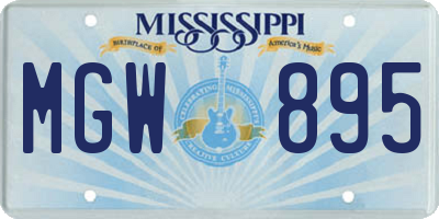 MS license plate MGW895