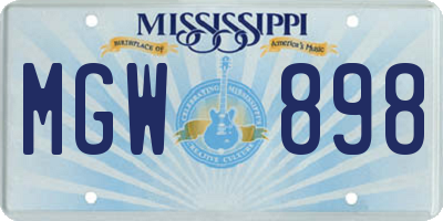 MS license plate MGW898