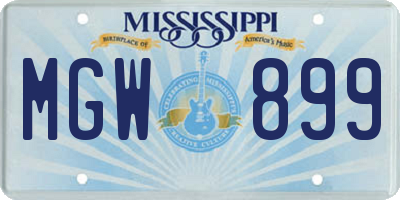 MS license plate MGW899