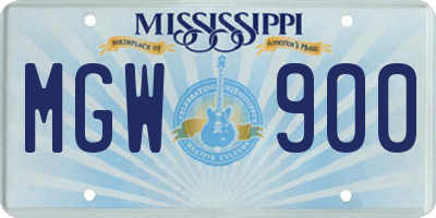 MS license plate MGW900