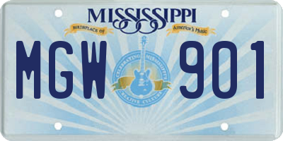 MS license plate MGW901