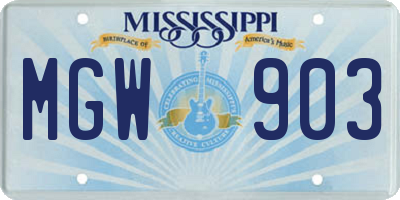 MS license plate MGW903