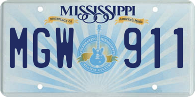 MS license plate MGW911