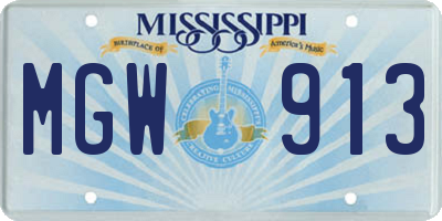MS license plate MGW913