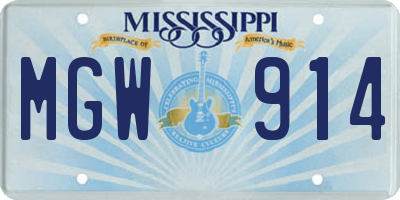 MS license plate MGW914