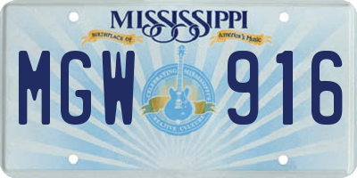 MS license plate MGW916