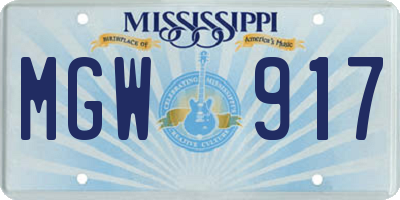 MS license plate MGW917