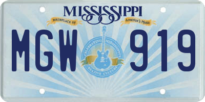 MS license plate MGW919