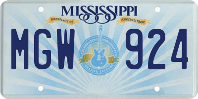 MS license plate MGW924