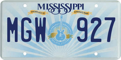 MS license plate MGW927