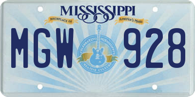 MS license plate MGW928