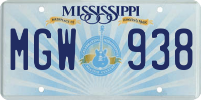 MS license plate MGW938
