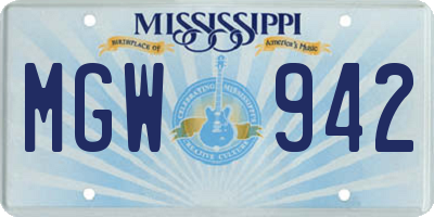 MS license plate MGW942