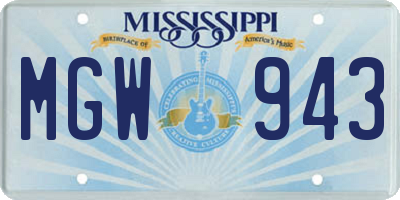 MS license plate MGW943