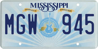MS license plate MGW945