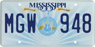 MS license plate MGW948