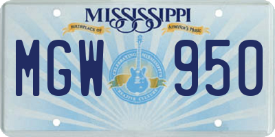 MS license plate MGW950