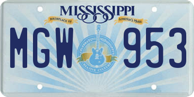 MS license plate MGW953