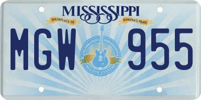 MS license plate MGW955