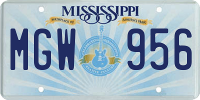 MS license plate MGW956