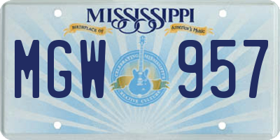 MS license plate MGW957