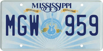 MS license plate MGW959