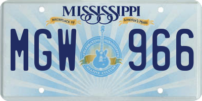 MS license plate MGW966
