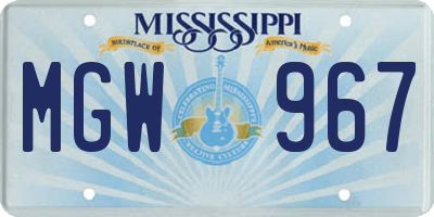 MS license plate MGW967