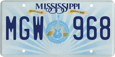 MS license plate MGW968