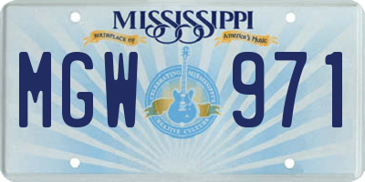 MS license plate MGW971