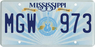 MS license plate MGW973