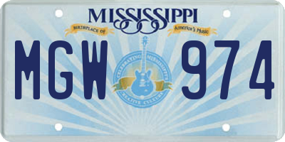 MS license plate MGW974