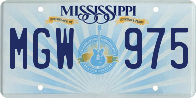 MS license plate MGW975