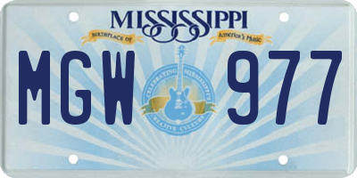 MS license plate MGW977