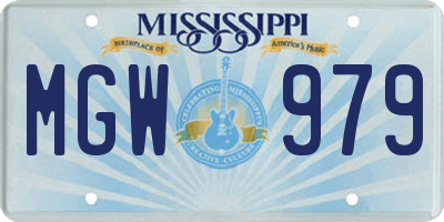 MS license plate MGW979