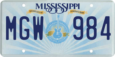 MS license plate MGW984