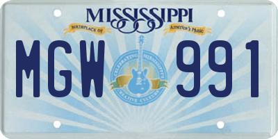 MS license plate MGW991